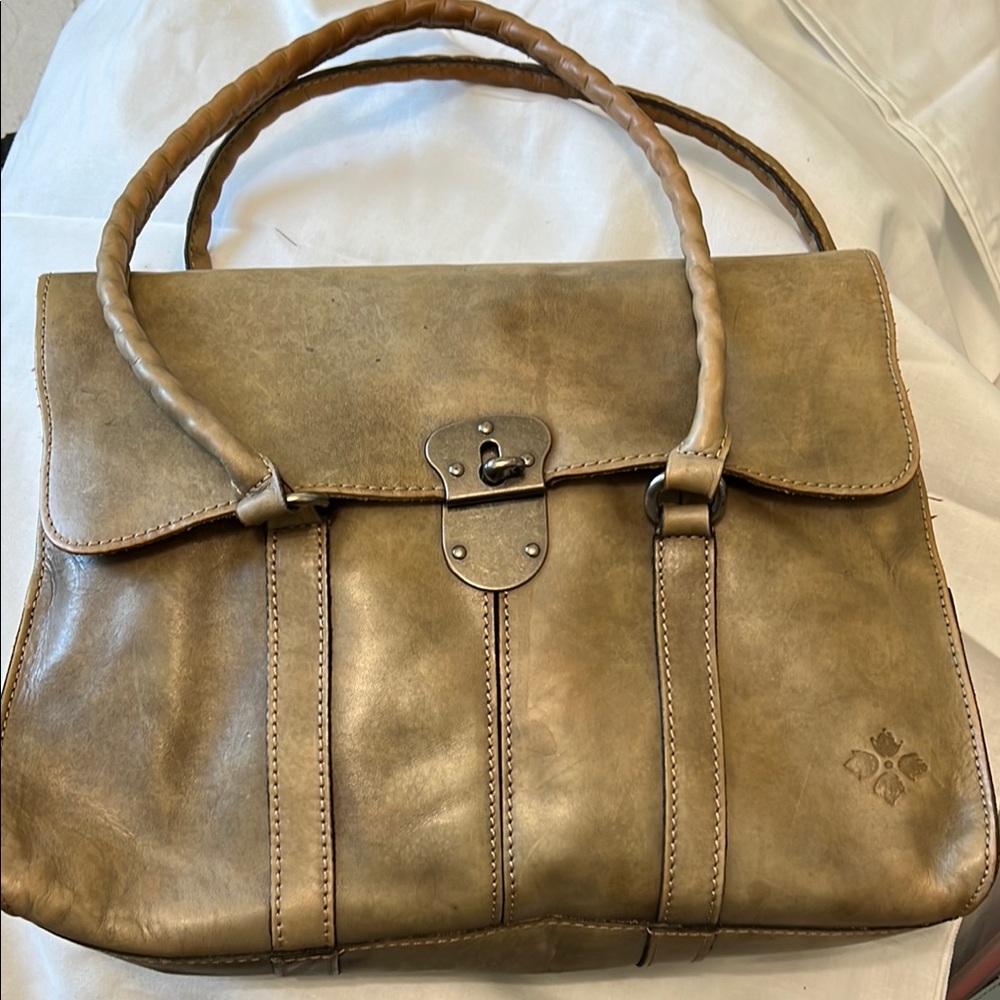 Patricia Nash Brown Leather Satchel with Vintage Design